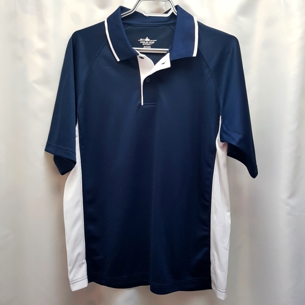 Charles River Sport men's size Small polo shirt blue with white accents